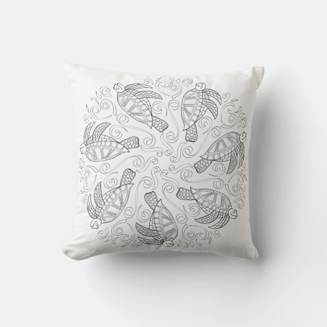OrnaMENTALs #0026 Sea Turtle Splash Colour Your Cushion (Front)