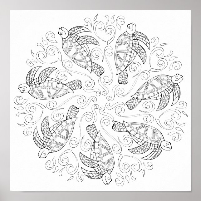 OrnaMENTALs #0026 Sea Turtle Splash Colour Your Poster (Front)