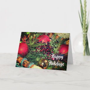 Ornaments And Berries Christmas Holiday Card