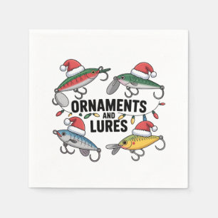 Ornaments and Lures Funny Christmas Santa Fishing Napkin