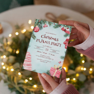 Ornaments And Presents Christmas Pyjamas Party Invitation