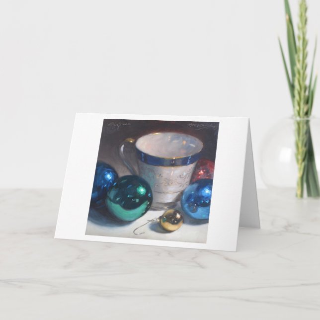 "Ornaments and Tea Cup" Holiday Card (Front)