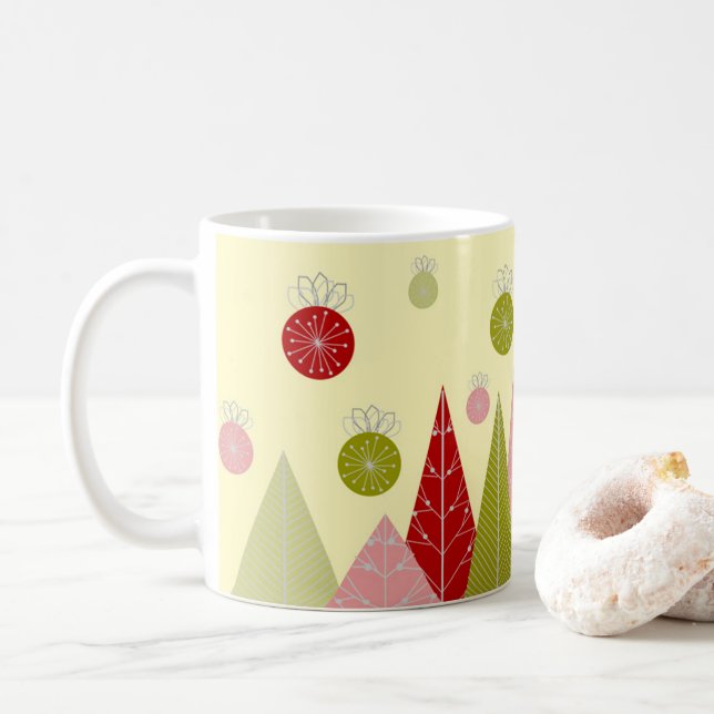 Ornaments and Trees Christmas  Coffee Mug (With Donut)