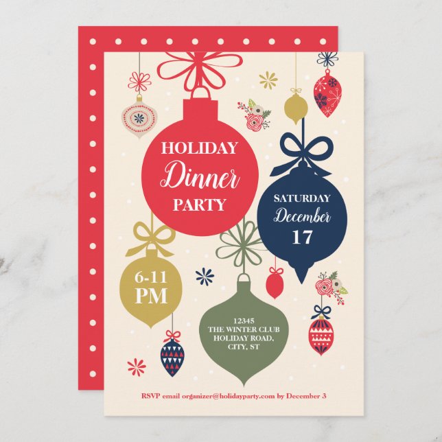 Ornaments Christmas Holiday Party Invitation (Front/Back)