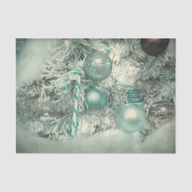 Ornaments Christmas Tree Green Watercolor Tissue Paper (Front)