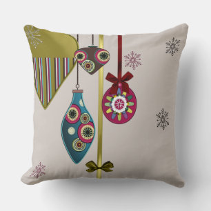 Ornaments & Gemstones Holiday Throw Pillow