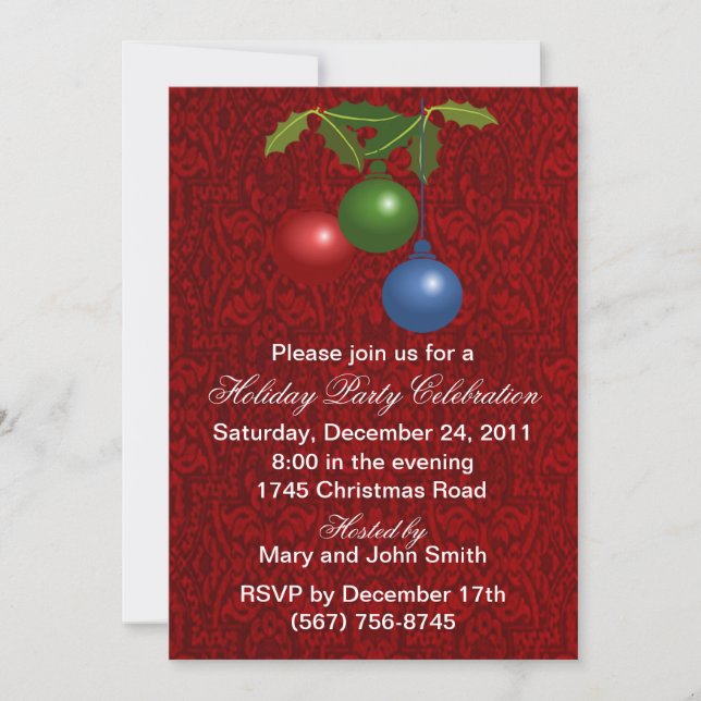 Ornaments Holiday Party Invitations (Front)