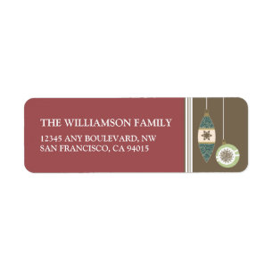 Ornaments Holiday Return Address Labels (maroon)
