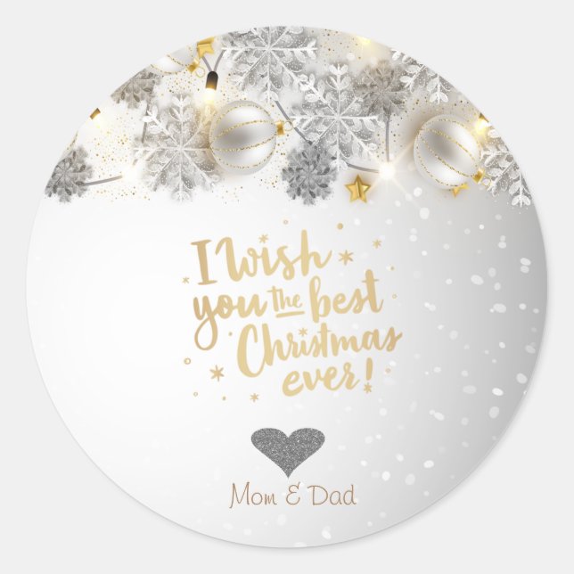 Ornaments I Wish You The Best Christmas Ever Classic Round Sticker (Front)