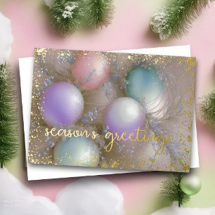 Ornaments Lavender, Peach Mint Champagne Holiday Card