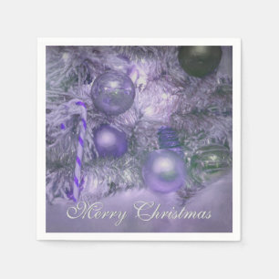 Ornaments Merry Christmas Tree Purple Holiday Napkin