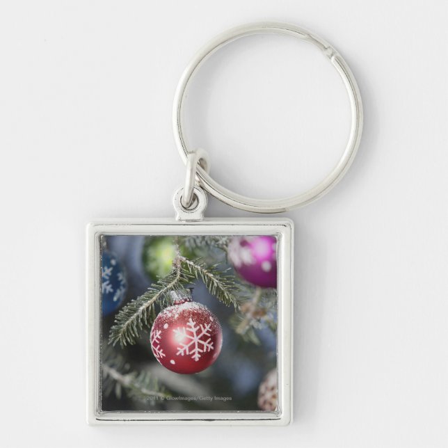 Ornaments on a Christmas tree Key Ring (Front)