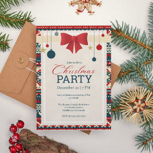 Ornaments Red Bow Ugly Sweater Holiday Party Invitation