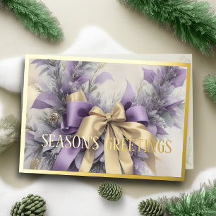 Ornaments Satin Ribbon Evergreen Lavender Holiday Card