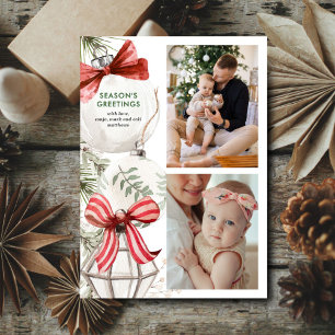 Ornaments with Bows Photo Holiday Card