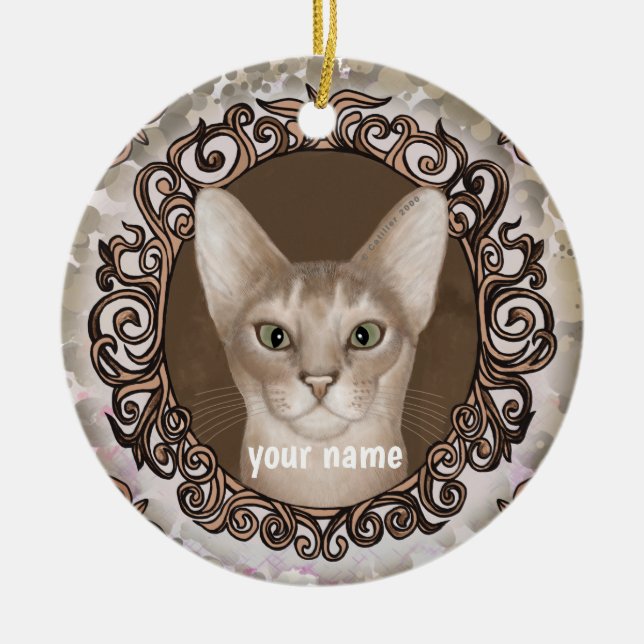 Ornate Abyssinian Cat   Ornament (Front)
