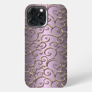 Ornate Antique Baroque Faux Gold Swirl Art Pattern iPhone 13 Pro Max Case