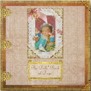 Ornate Antique Doll Collector's Foil Journal  Guest Book
