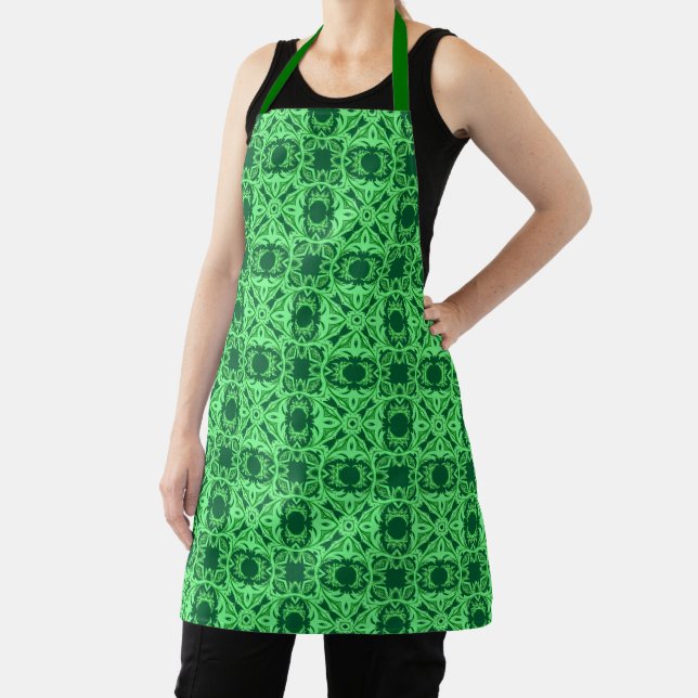 Ornate Arabesque Pattern - Emerald Green Apron (Insitu)