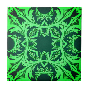 Ornate Arabesque Pattern - Emerald Green   Ceramic Tile