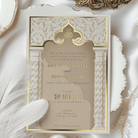 Ornate Architectural Lace Foil Wedding Invitation