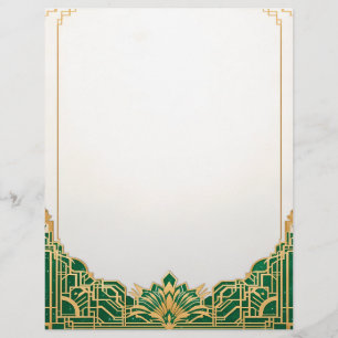 Ornate Art Deco Frame on White Stationery Custom Letterhead