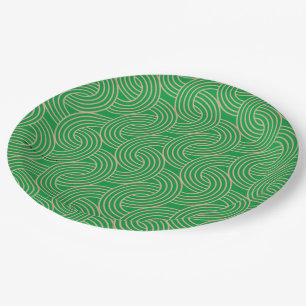 Ornate art deco green and gold paper plate