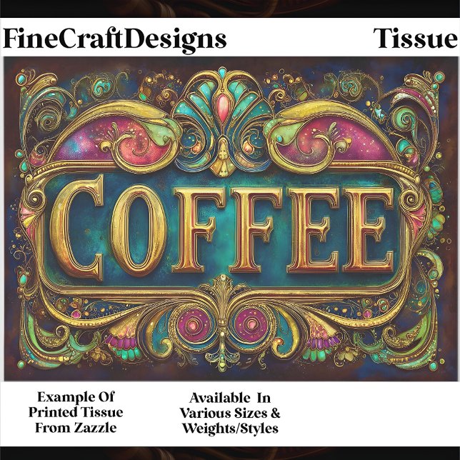 Ornate Art Nouveau Coffee Sign FA2 Decoupage Tissue Paper (Creator Uploaded)