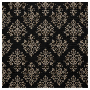 Ornate Baroque black Damask pattern fabric