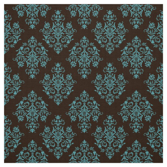 Ornate Baroque brown Damask pattern fabric (Swatch)