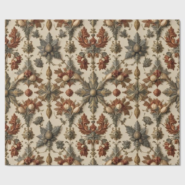 Ornate Baroque Christmas Pattern Wrapping Paper (Flat)