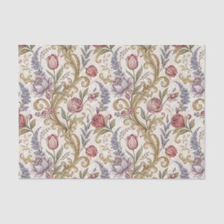 Ornate Baroque Floral Damask Design Pattern Art Tissue Paper