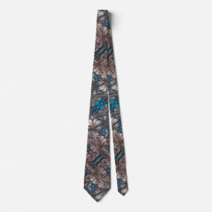 Ornate baroque floral pattern print tie