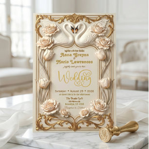 Ornate Baroque Gold Rococo Frame Wedding Invitation