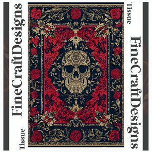 Ornate Baroque Red & Black Skull Decoupage 146 Tissue Paper