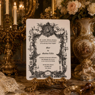 Ornate Baroque Rococo Style Frame & Wedding Bell Invitation