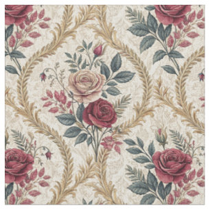 Ornate Baroque Rose Damask Vintage Floral Pattern Fabric