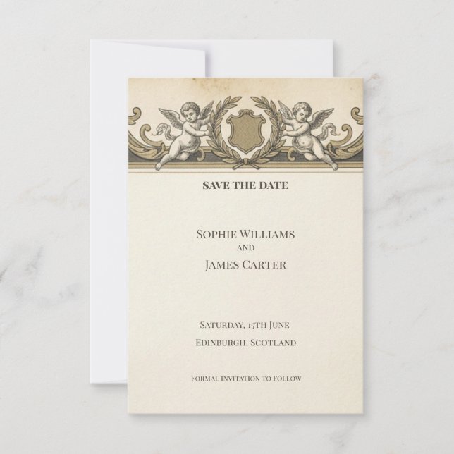 Ornate Baroque Save The Date Card (Front)