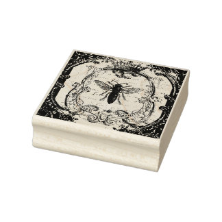 Ornate Bee Stamp, Mixed Medial Altered Art  Rubber Stamp
