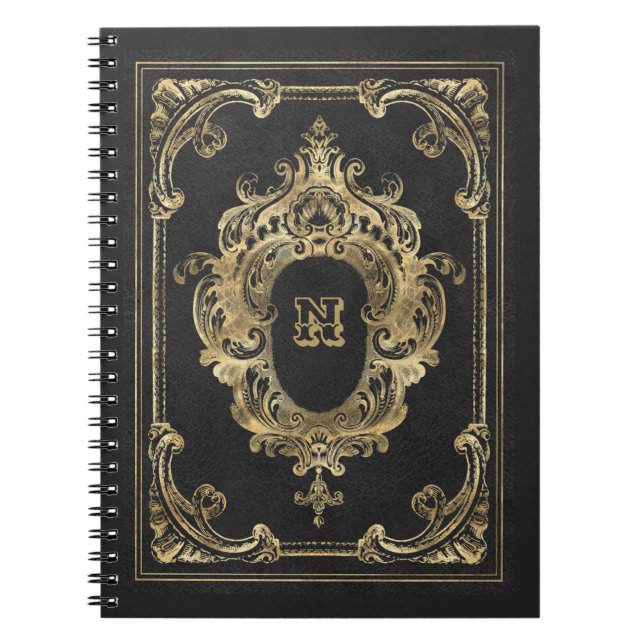 Ornate Black and Gold Frame Notebook (Front)
