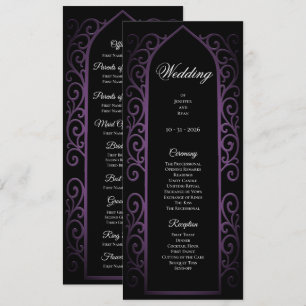 Ornate black and purple Gothic Wedding Program