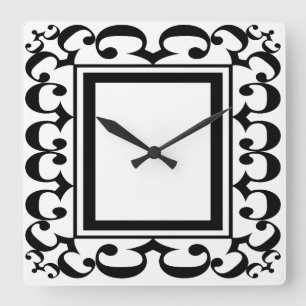 Ornate Black and White Framed Clock
