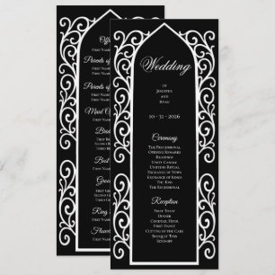 Ornate black and white Gothic Wedding Program