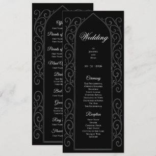 Ornate black and white Gothic Wedding Program