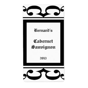 Ornate Black and White Wine Label
