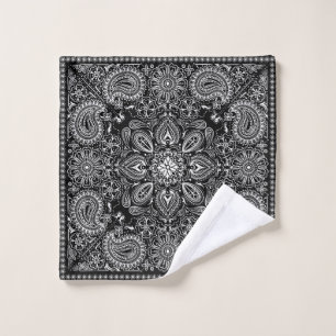 Ornate Black Bandana Wash Cloth