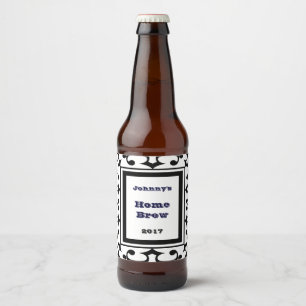 Ornate Black White Curlicue Abstract Beer Label