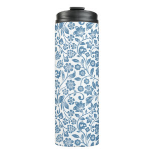 Ornate Blue and White Floral Vines Pattern Thermal Tumbler
