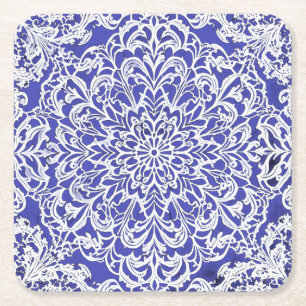 Ornate Blue and White Paper Coasters