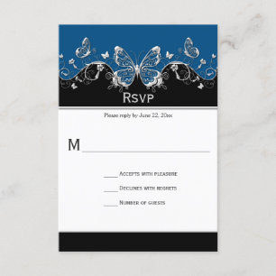 Ornate Blue Black Silver Butterflies RSVP
